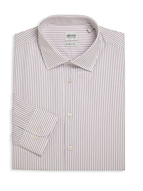 Armani Collezioni - Modern-Fit Striped Dress Shirt