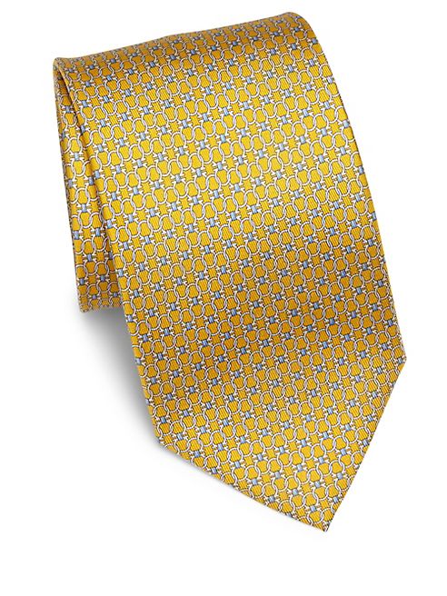 Salvatore Ferragamo - Geometric Gancini Printed Silk Tie