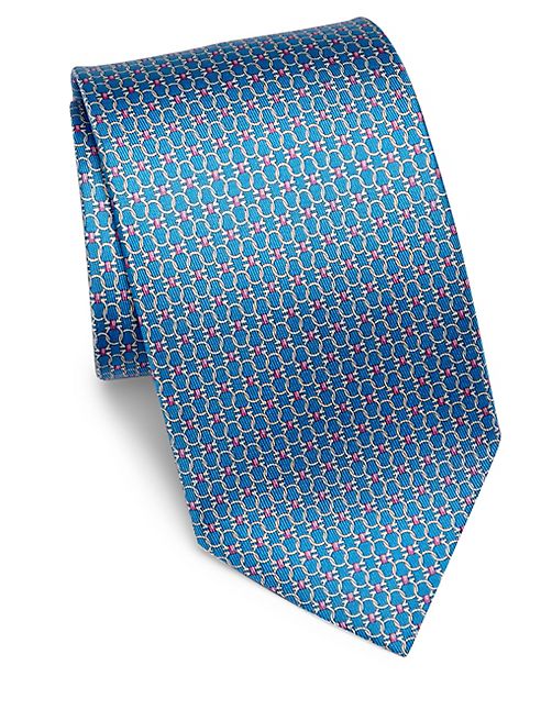 Salvatore Ferragamo - Geometric Gancini Printed Silk Tie