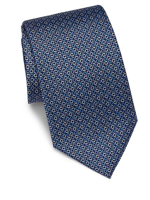 Salvatore Ferragamo - Geometric Gancini Printed Silk Tie