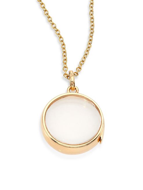 Loquet - Small 9K Yellow Gold & Rock Crystal Round Locket