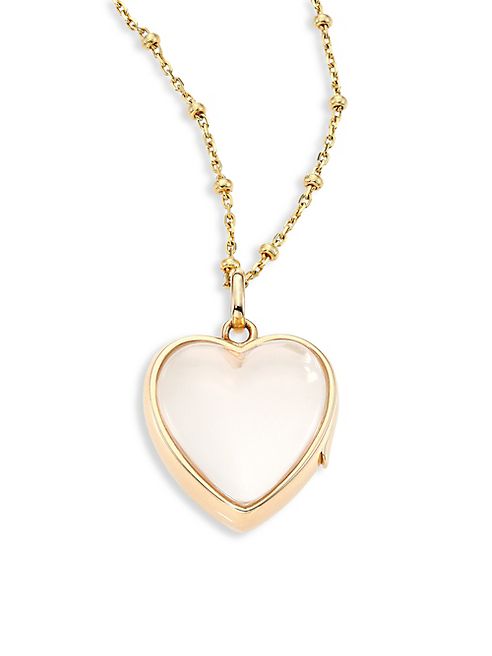 Loquet - Medium 9K Yellow Gold & Rock Crystal Heart Locket