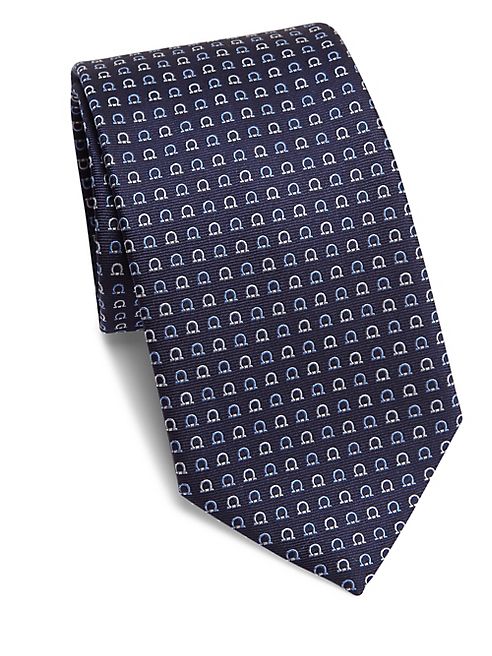 Salvatore Ferragamo - Small Gancini Embroidered Silk Tie