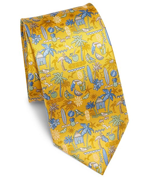 Salvatore Ferragamo - Beach Scene Silk Tie