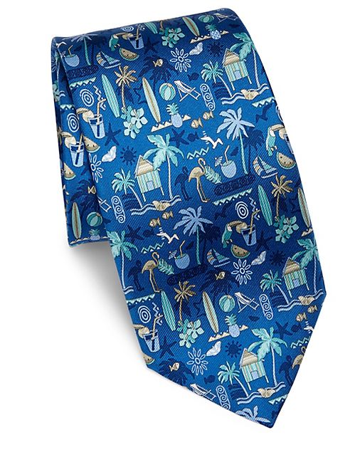 Salvatore Ferragamo - Beach Scene Silk Tie