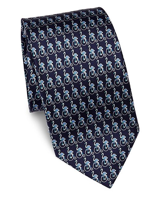 Salvatore Ferragamo - Swan On Bike Silk Tie