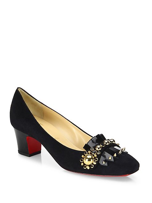 Christian Louboutin - Oxacana 45 Suede Studded Kiltie Fringe Pumps