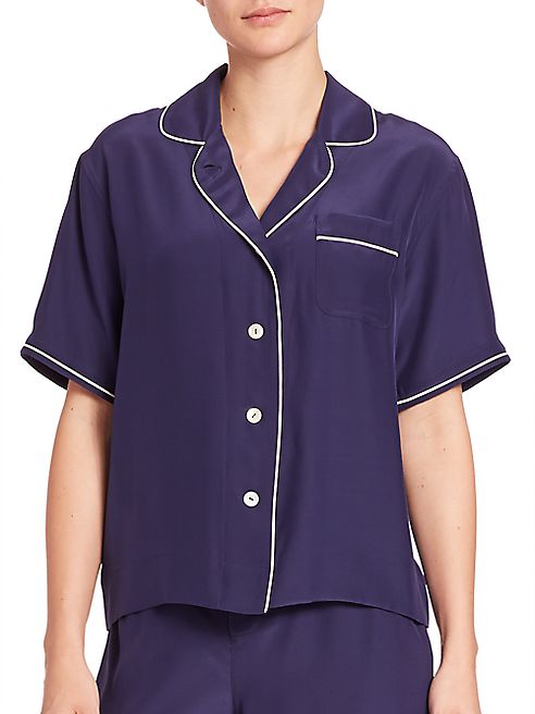 Sleepy Jones - Silk Corita Short-Sleeve Pajama Shirt