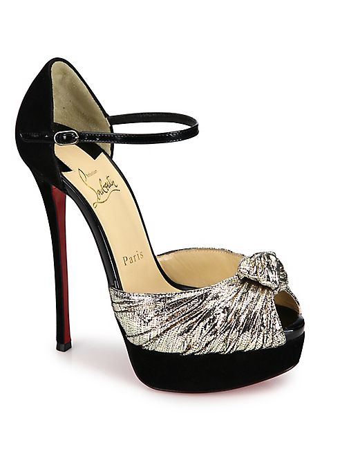 Christian Louboutin - Marchavekel 150 Knotted Lamé d'Orsay Platform Pumps