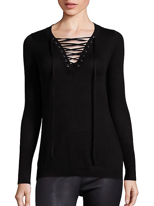 ROI - Silk Cash Lace Up Sweater