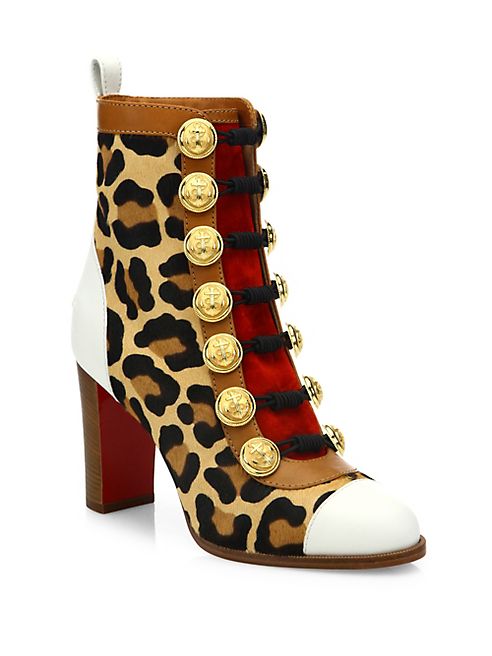 Christian Louboutin - Who Dances 85 Leopard-Print Calf Hair Booties