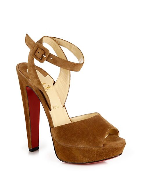 Christian Louboutin - Loulou Dancing 140 Suede Ankle-Strap Platform Sandals