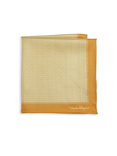 Salvatore Ferragamo - Gancini Pattern Silk Pocket Square