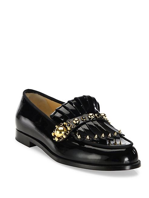 Christian Louboutin - Octavian Studded Patent Leather Kiltie Loafers