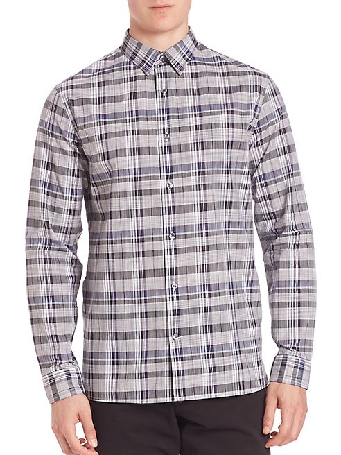 Vince - Multi-Plaid Woven Button-Down Shirt