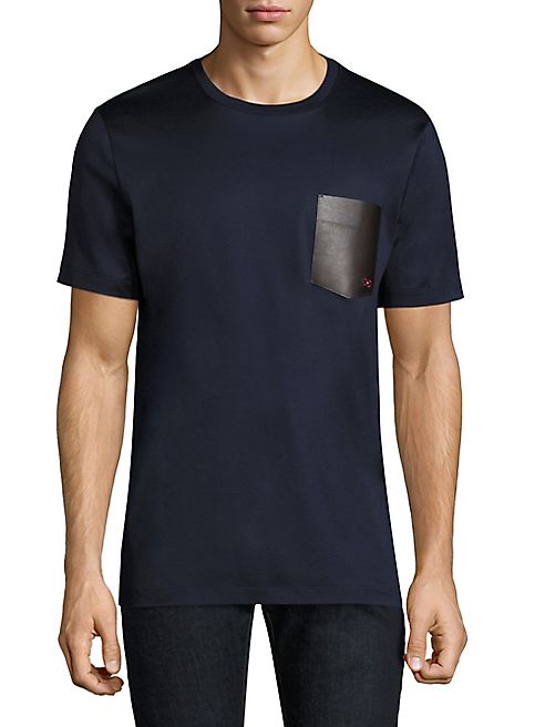 Salvatore Ferragamo - Leather-Pocket Heathered Cotton Tee