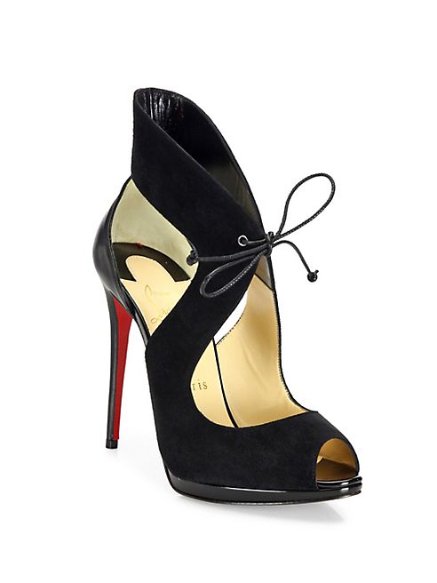 Christian Louboutin - Campanina 120 Suede & Leather Front-Tie Sandals