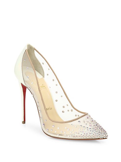 Christian Louboutin - Follies Crystal & Mesh Point Toe Pumps