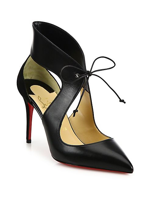 Christian Louboutin - Ferme Rouge 85 Cutout Leather Pumps