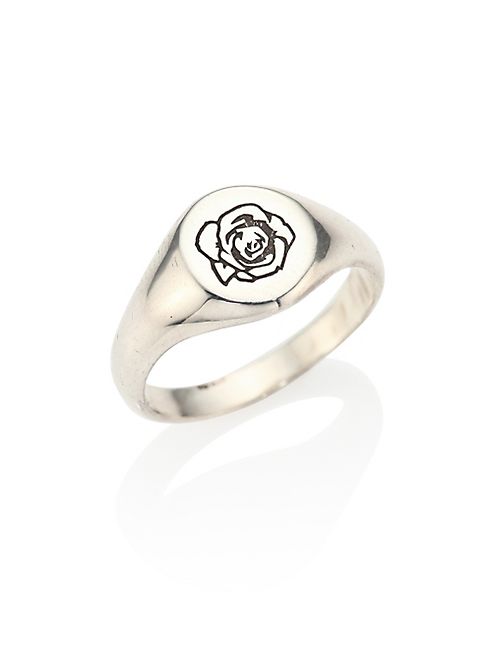 Cast of Vices - 0.925 Silver Engraved Signet Rose Ring