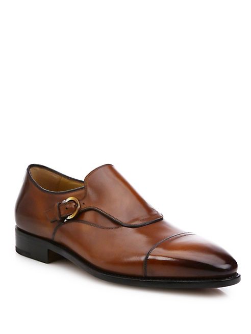 Salvatore Ferragamo - Faustino Leather Monk Strap Shoes