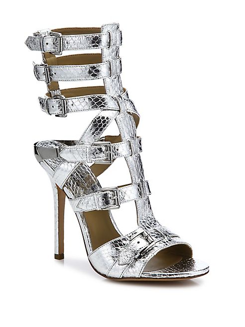 Michael Kors Collection - Ming Metallic Snakeskin Gladiator Sandals