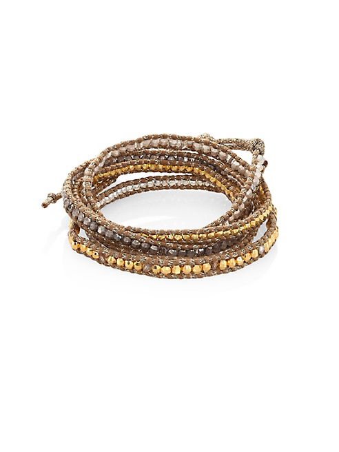 Chan Luu - Swarovski Crystal & Leather Beaded Wrap Bracelet