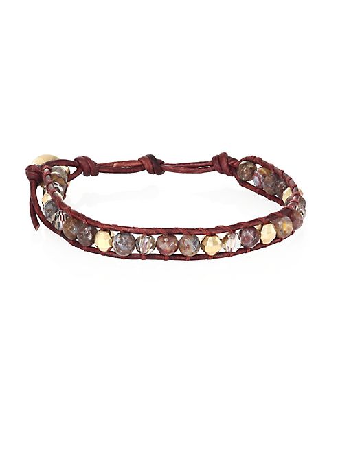 Chan Luu - Pietersite, Crystal & Leather Beaded Bracelet