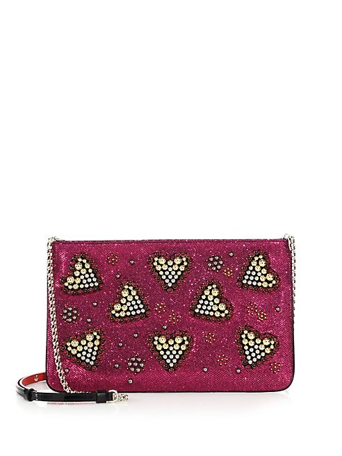 Christian Louboutin - Loubiposh Heart-Studded Metallic Clutch