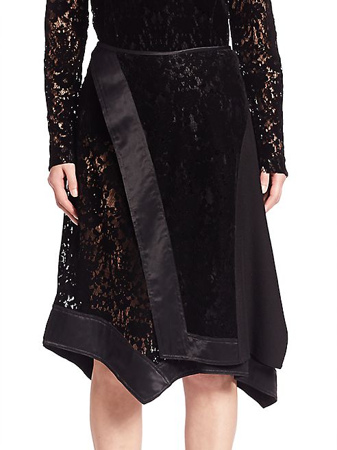 DKNY - Faux Wrap Lace Skirt