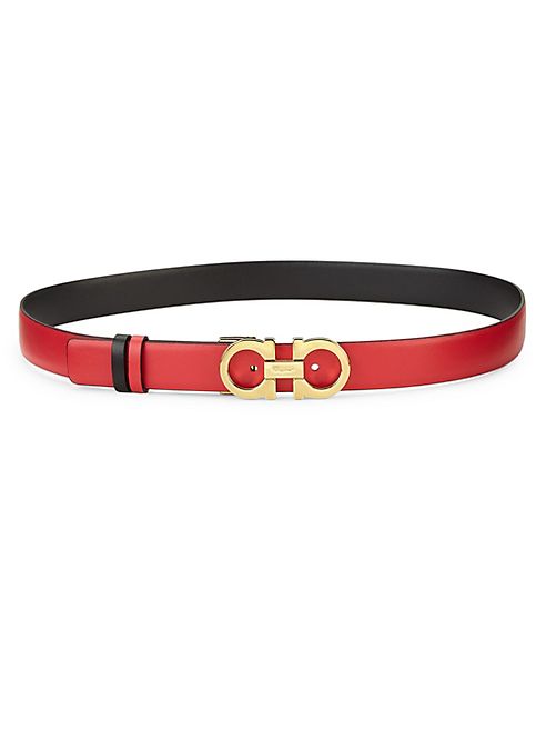 Salvatore Ferragamo - Small Gancini Reversible Leather Belt