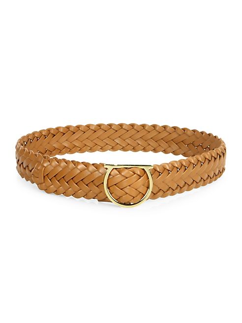 Salvatore Ferragamo - Large Thin Gancini Interwoven Leather Belt