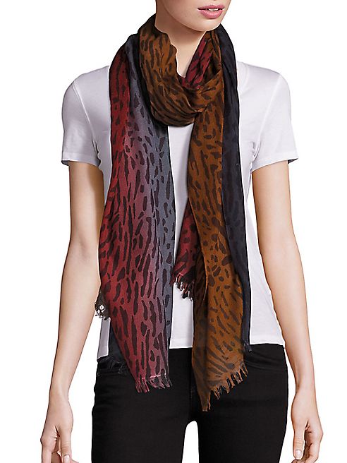 Bajra - Animal-Print Wool & Silk Scarf