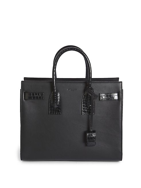 Saint Laurent - Small Sac De Jour Leather & Croc-Embossed Tote