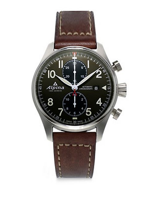 Alpina - Sapphire Crystal Leather Strap Watch