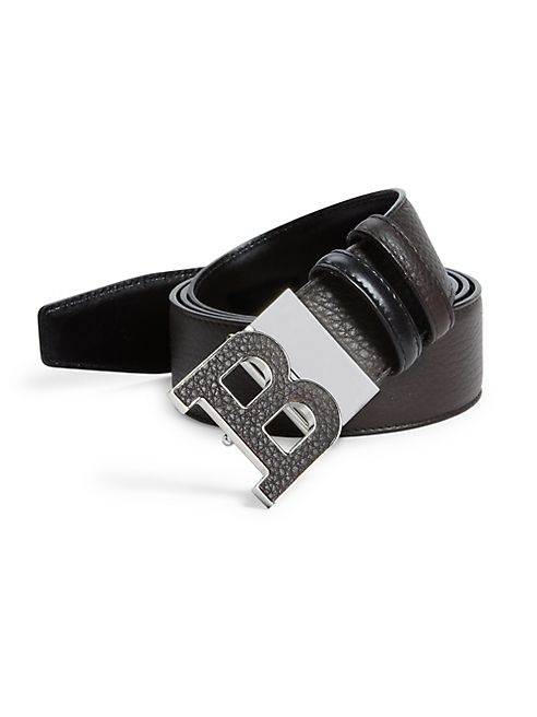 Bally - Textured Logo Buckle Calf Leather Belt