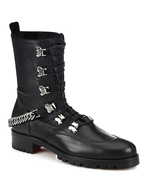 Christian Louboutin - Chain Leather Combat Boots