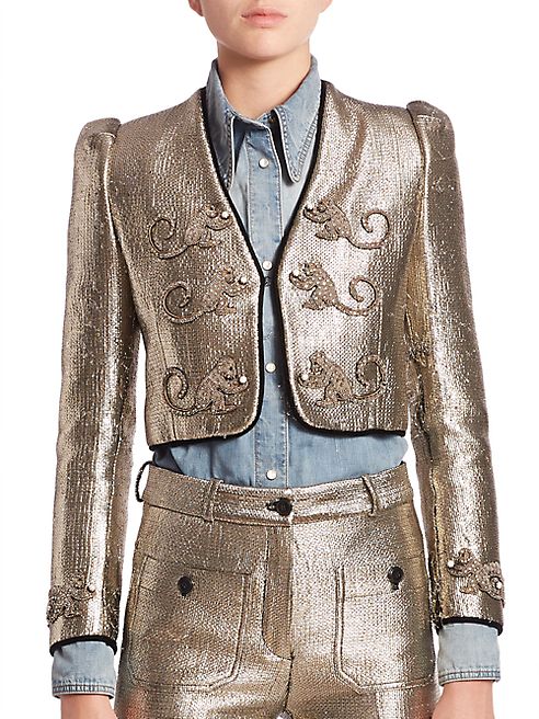 Roberto Cavalli - Gold Lamé Embroidered Monkey Jacket