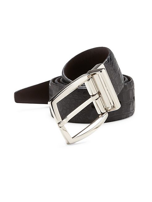 Saks Fifth Avenue Collection - Croc-Embossed Leather Belt