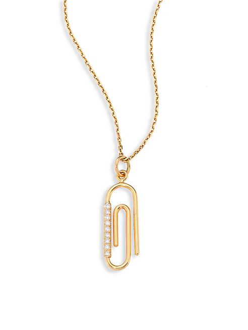 Aurélie Bidermann - Paper Clip Diamond & 18K Yellow Gold Pendant