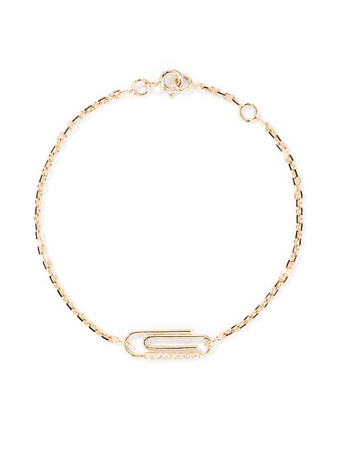 Aurélie Bidermann - Paperclip Diamond & 18K Yellow Gold Bracelet