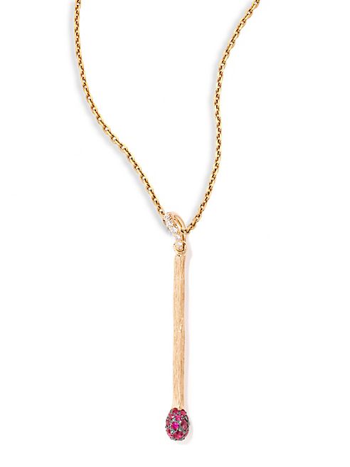 Aurélie Bidermann - Match Diamond, Ruby & 18K Yellow Gold Pendant