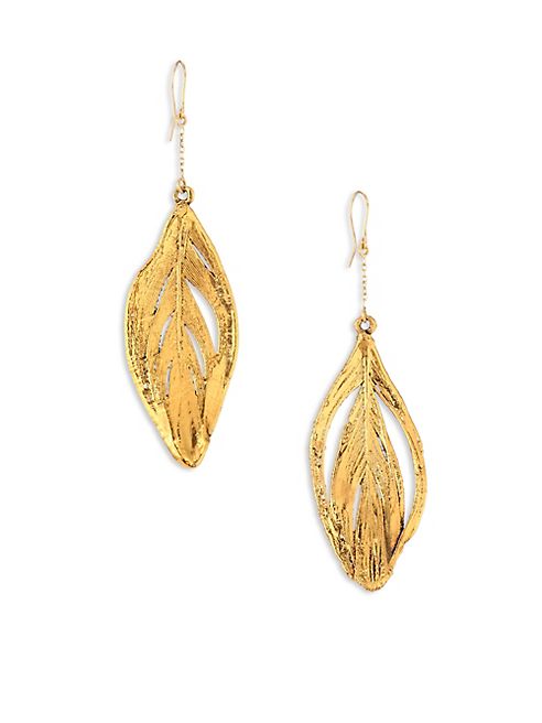 Aurélie Bidermann - 18K Yellow Gold Swan Feathers Earrings