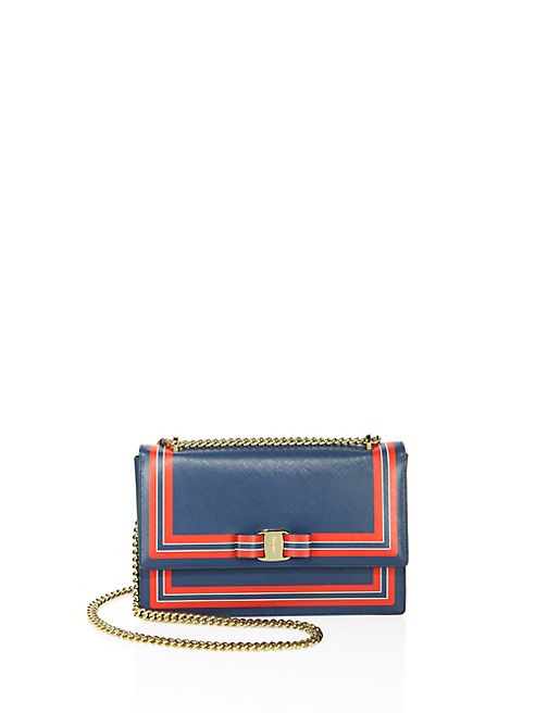 Salvatore Ferragamo - Medium Ginny Striped Leather Shoulder Bag