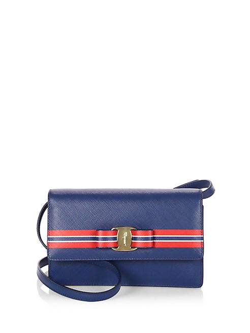 Salvatore Ferragamo - Miss Vara Striped Saffiano Leather Convertible Clutch