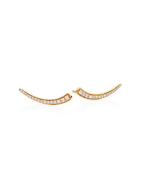 Hueb - Wave Diamond & 18K Yellow Gold Ear Crawlers