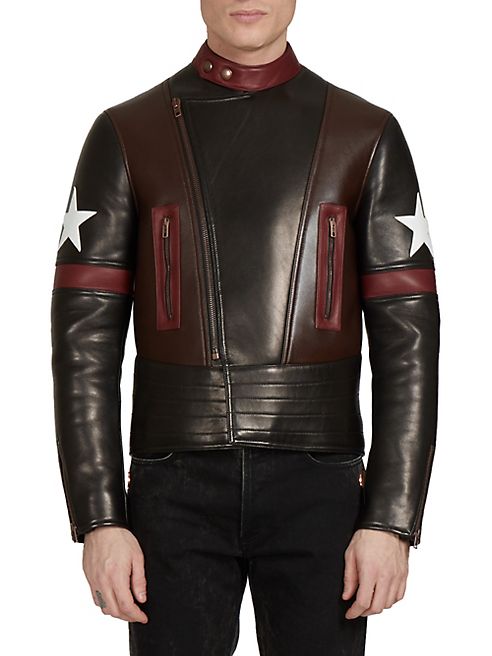 Givenchy - Lamb Leather Moto Star Print Jacket