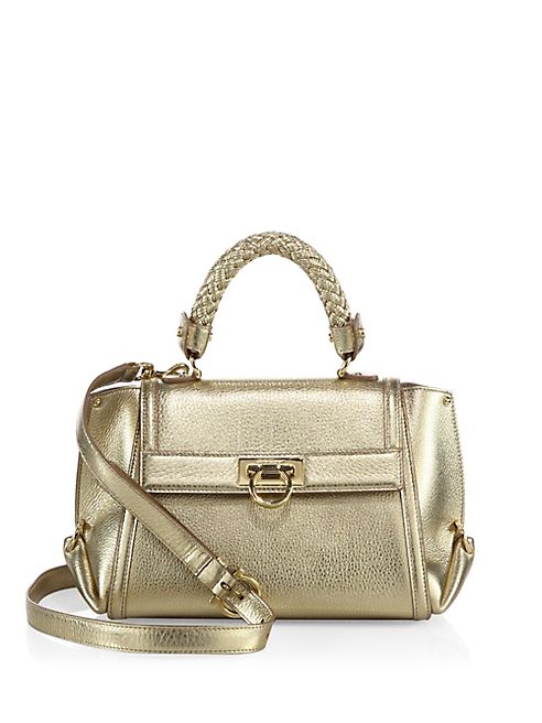 Salvatore Ferragamo - Mini Sofia Metallic Leather Satchel