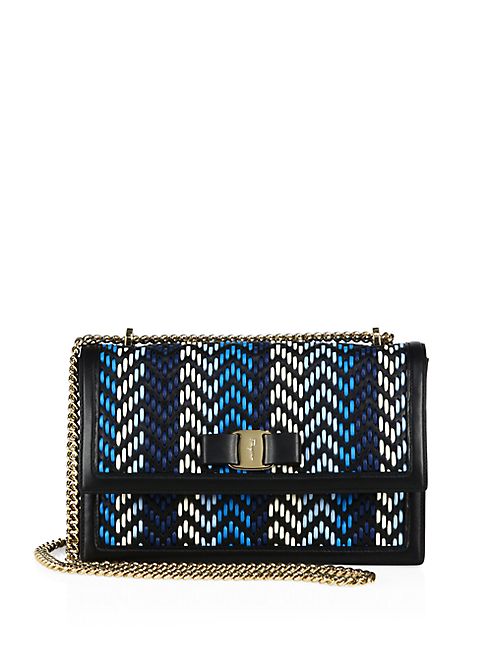 Salvatore Ferragamo - Ginny Chevron Leather Chain Shoulder Bag