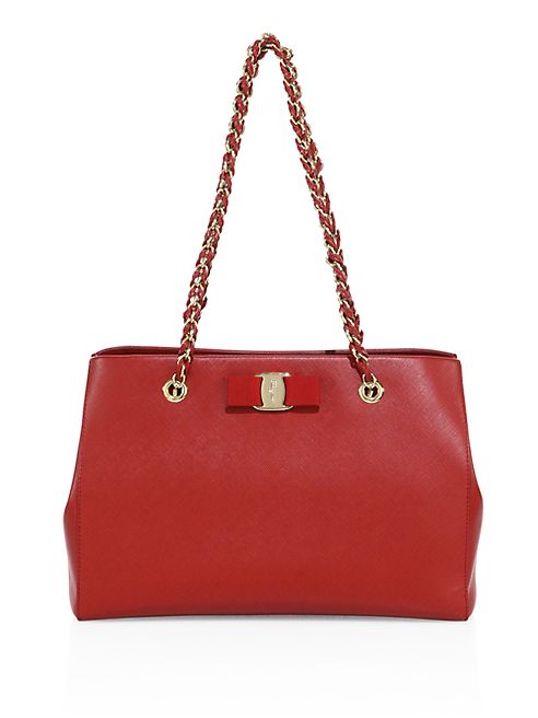 Salvatore Ferragamo - Small Melike Saffiano Leather Chain Tote